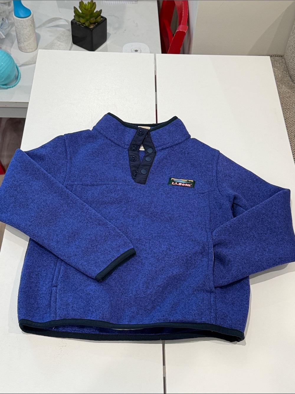 L.L. Bean Kids Blue Snap-Front Fleece Pullover